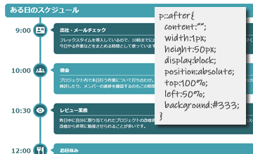 css＠疑似要素によるタイムライン風デザイン対応