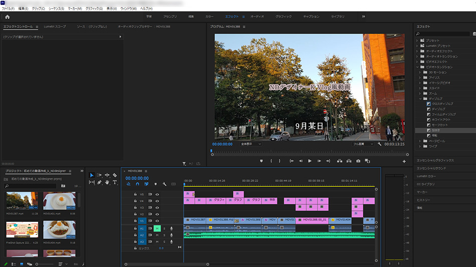 Adobe Premiere Proのキャプチャ画面（作業中）のイメージ