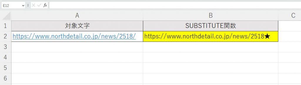 SUBSTITUTE関数の実例を説明している図