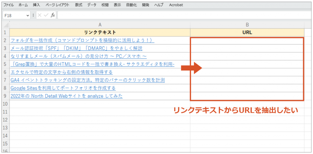 リンクテキストからURLを抽出したい